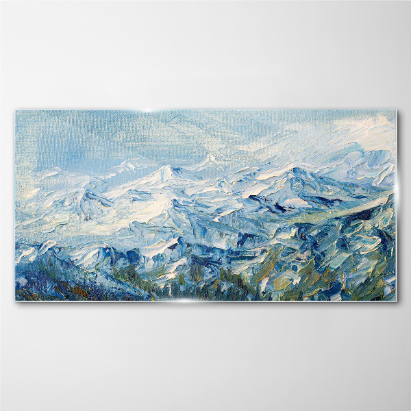 Bild aus glas Berglandschaft in Blautönen