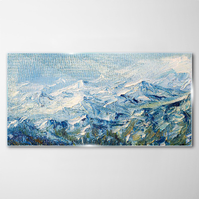 Bild aus glas Berglandschaft in Blautönen