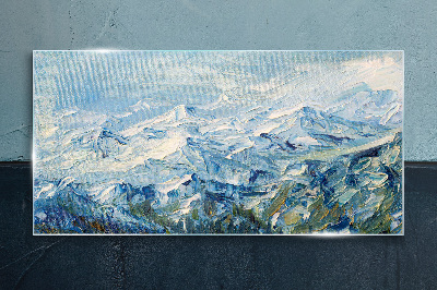 Bild aus glas Berglandschaft in Blautönen