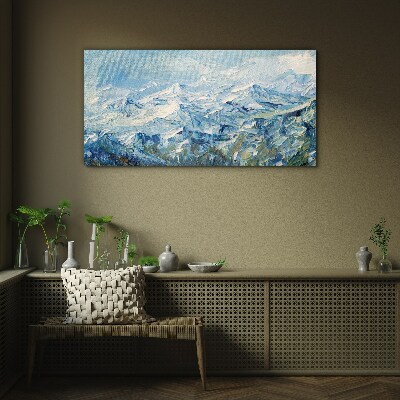 Bild aus glas Berglandschaft in Blautönen