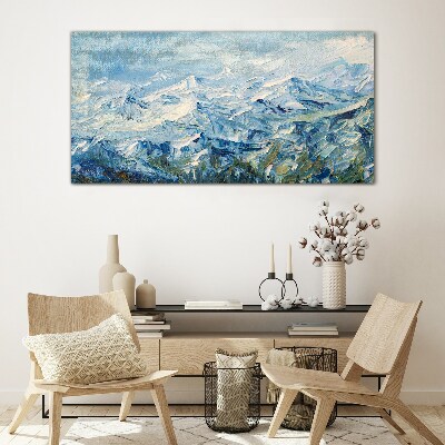 Bild aus glas Berglandschaft in Blautönen