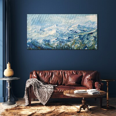 Bild aus glas Berglandschaft in Blautönen