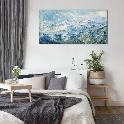 Bild aus glas Berglandschaft in Blautönen