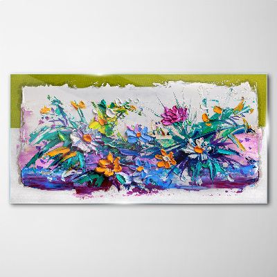 Glasbild Ein Blumenarrangement in intensiven Farben