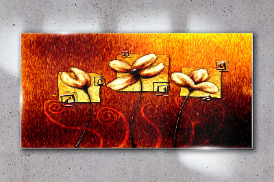 Glasbild Blumen gegen das Feuer