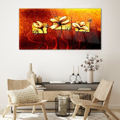 Glasbild Blumen gegen das Feuer
