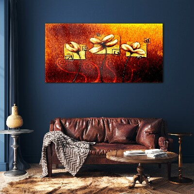 Glasbild Blumen gegen das Feuer