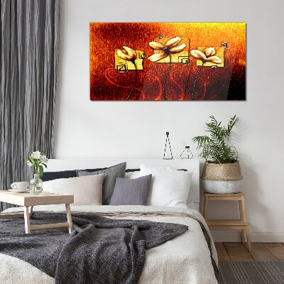 Glasbild Blumen gegen das Feuer