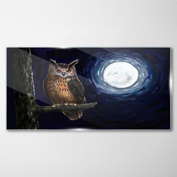 Glasbild Eule im Mondlicht
