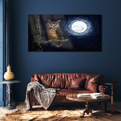 Glasbild Eule im Mondlicht
