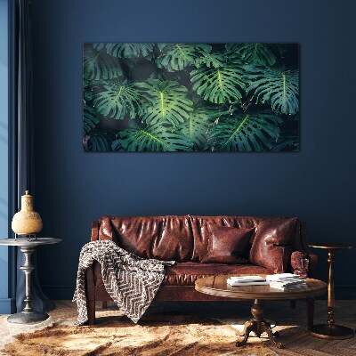 Foto auf glas Tropisches Grün in Monstera-Blättern