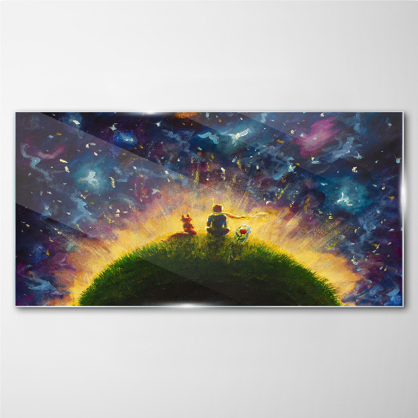 Glasbild Weltraumreise im Sonnenlicht