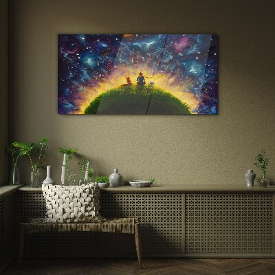Glasbild Weltraumreise im Sonnenlicht