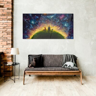 Glasbild Weltraumreise im Sonnenlicht