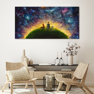 Glasbild Weltraumreise im Sonnenlicht
