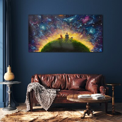 Glasbild Weltraumreise im Sonnenlicht