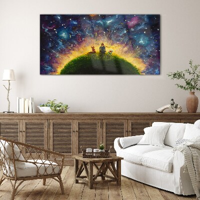 Glasbild Weltraumreise im Sonnenlicht