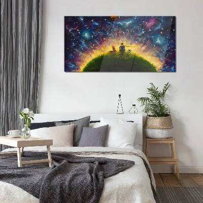 Glasbild Weltraumreise im Sonnenlicht
