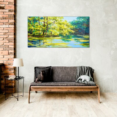 Bild auf glas Sommerlandschaft am See