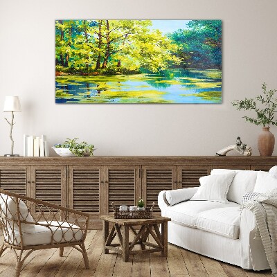 Bild auf glas Sommerlandschaft am See