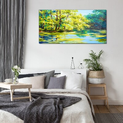 Bild auf glas Sommerlandschaft am See