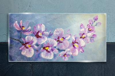 Glasbild Blumen abstrakte Malerei