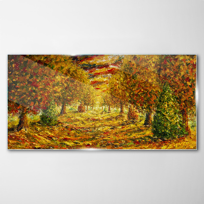 Glasbild Goldene Herbstlandschaft