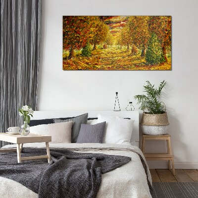Glasbild Goldene Herbstlandschaft