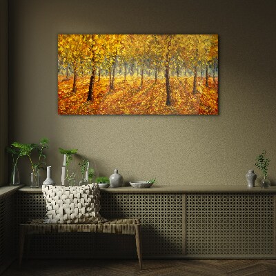 Foto auf glas Goldener Wald in herbstlicher Aura