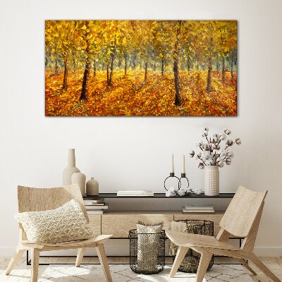 Foto auf glas Goldener Wald in herbstlicher Aura