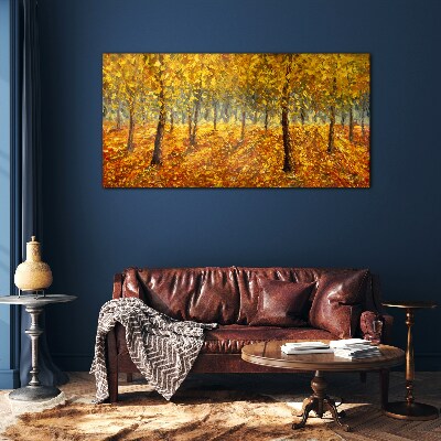 Foto auf glas Goldener Wald in herbstlicher Aura