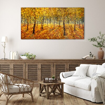 Foto auf glas Goldener Wald in herbstlicher Aura