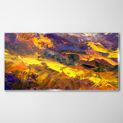 Glasbild Eine ausdrucksstarke Landschaft in intensiven Farben.