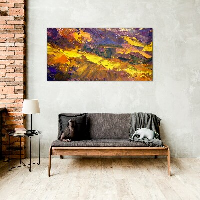 Glasbild Eine ausdrucksstarke Landschaft in intensiven Farben.