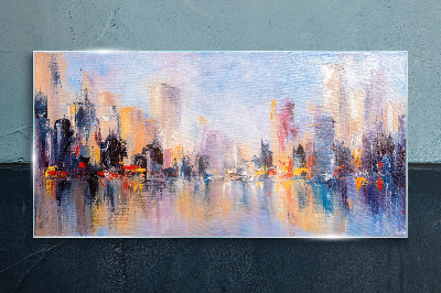 Bild auf glas Die Stadt im Schein des Sonnenuntergangs
