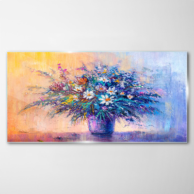 Glasbild Blumenstrauß in Pastellfarben