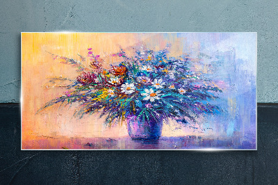 Glasbild Blumenstrauß in Pastellfarben