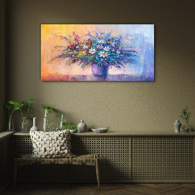 Glasbild Blumenstrauß in Pastellfarben