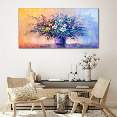 Glasbild Blumenstrauß in Pastellfarben