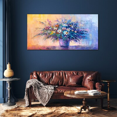 Glasbild Blumenstrauß in Pastellfarben