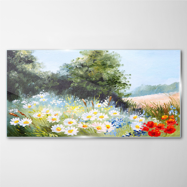 Glasbild Sommerwiesen in voller Blüte