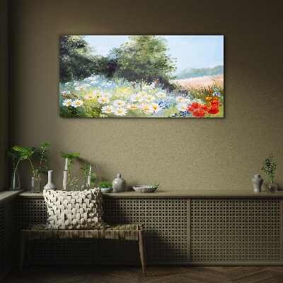 Glasbild Sommerwiesen in voller Blüte