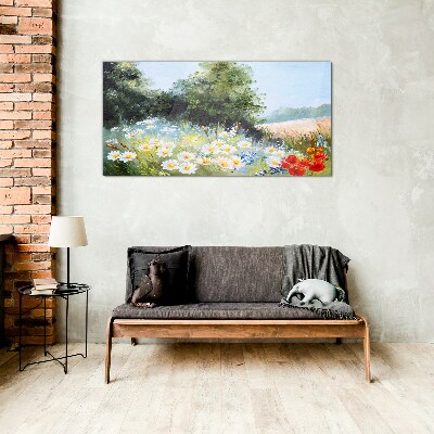 Glasbild Sommerwiesen in voller Blüte