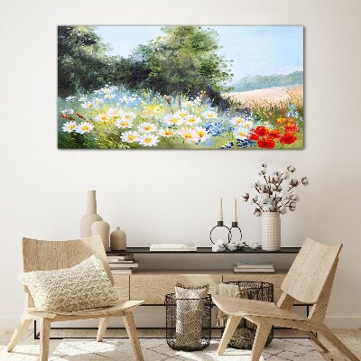 Glasbild Sommerwiesen in voller Blüte