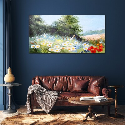 Glasbild Sommerwiesen in voller Blüte