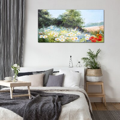 Glasbild Sommerwiesen in voller Blüte