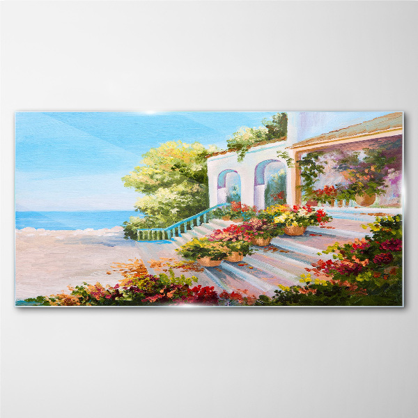 Glasbild Sommerliche Küstenlandschaft