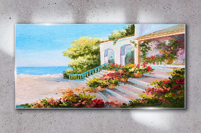 Glasbild Sommerliche Küstenlandschaft