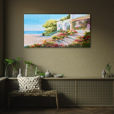 Glasbild Sommerliche Küstenlandschaft