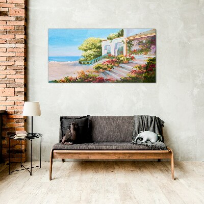 Glasbild Sommerliche Küstenlandschaft